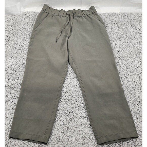 Lululemon Womens Crop Pant On The Fly Drawstring Pockets Grey Sage Casual Sz 4 - Picture 9 of 15